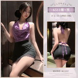 Sexy Lingerie Sexy Secretary Slut Neck Bare Back Set (208)