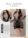 情趣内衣性感镂空透胸网眼提花连身裙(code:E64)