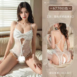 Sexy Lingerie, Sexy, Tender, Coquettish, Classical Style, Transparent Chest, Naked Back, No-Take-Off Nightdress (E85)