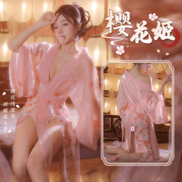 情趣内衣落樱浮光纱宽袖汉服套装（203）