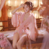 情趣内衣落樱浮光纱宽袖汉服套装（203）