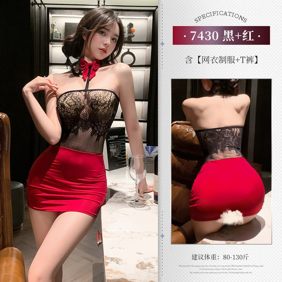 情趣内衣性感秘书抹胸透视网衣裙(203）