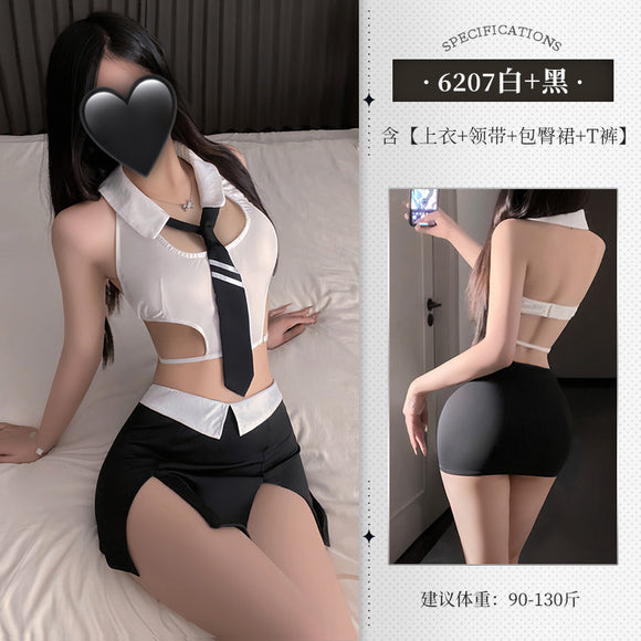 情趣内衣挖空露沟OL小秘套装制服