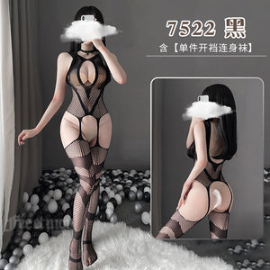 Sexy lingerie, sexy and hot, breast-exposed, crotchless fishnet stockings (code: 1010)