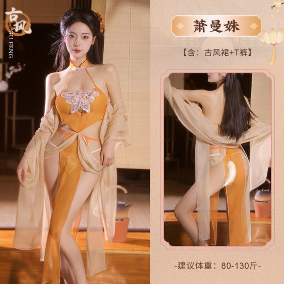 Sexy lingerie, sexy bellyband, exposed buttocks, dream back to the Tang Dynasty, butterfly chest decoration, Ling Fei costume (code: 149)