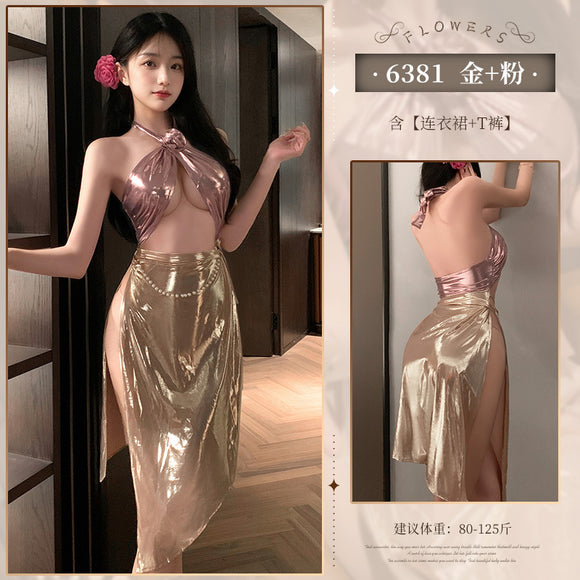 Sexy lingerie sexy Dai style three-dimensional rose embellished long skirt (170)