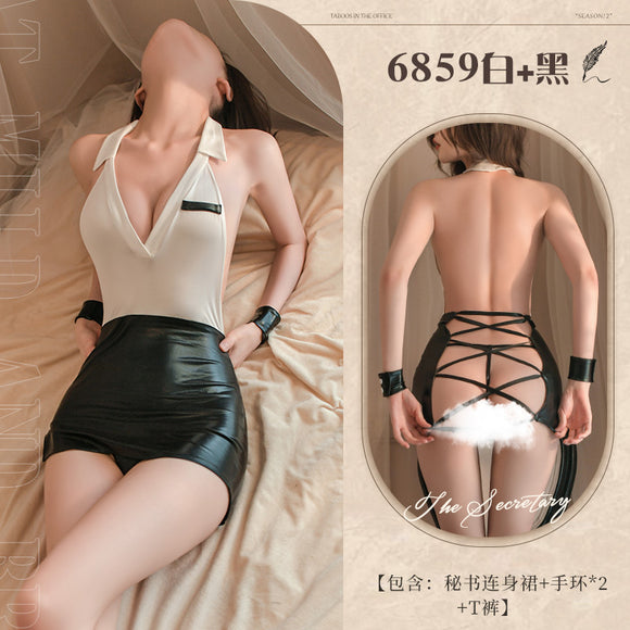 Sexy lingerie, sexy deep V, seductive style, butt-revealing secretary outfit (B28)