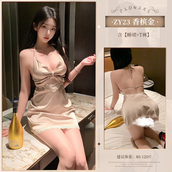 情趣内衣性感娇妻深V大露背吊带火辣睡裙(202)