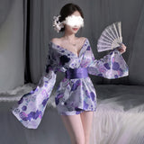 (78-ZY79)性感日系樱花情趣 两穿深V透纱和服套装