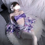 (78-ZY79)性感日系樱花情趣 两穿深V透纱和服套装