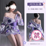 (78-ZY79)性感日系樱花情趣 两穿深V透纱和服套装