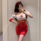 情趣内衣性感绒羽撩心渐变透视网衣裙