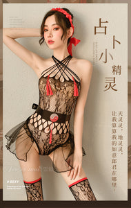 情趣内衣性感流苏八卦连体网衣情趣丝袜套装(code:D58)