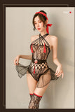 情趣内衣性感流苏八卦连体网衣情趣丝袜套装(code:D58)