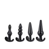 Men's and Women's Black Back Chamber Stimulation Bead Anal Plug 4-piece Set