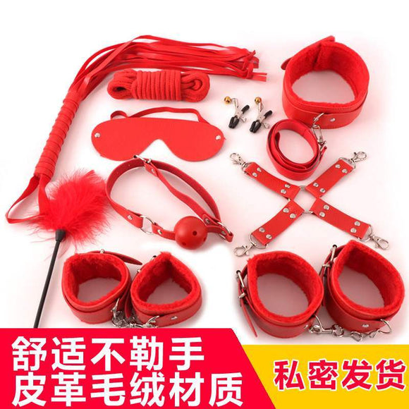 Sexy ten-piece set with nipple clamps (red)