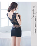 Sexy lace wire-free zero-mark push-up beautiful back printed full-cup long vest suit (code: H106)